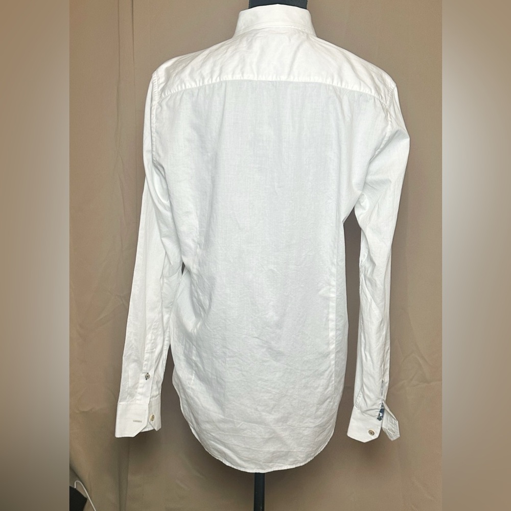 Ted Baker White Button Down Brown Button Large - image 3